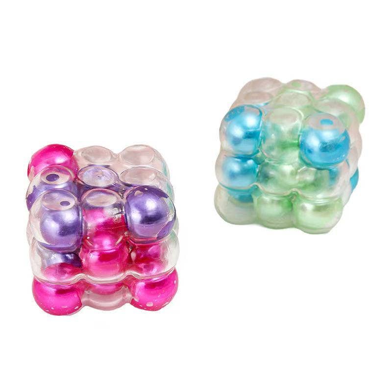 Pearlescent pearl ball cube squishy fidget toy