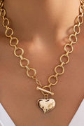 Notable Hammered Heart Toggle Necklace Zenana Consgt.