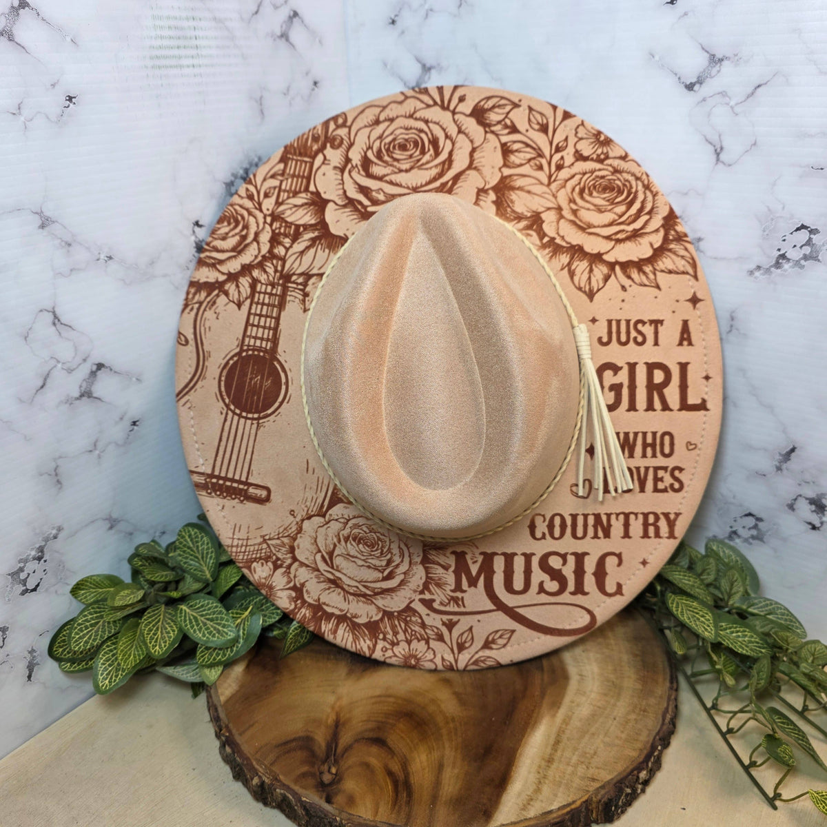 Country Music Lover, Engraved Western Wide Brim Hat