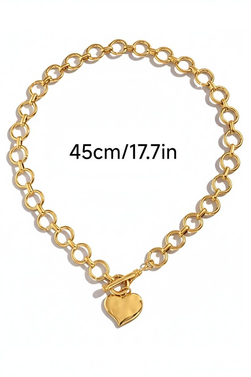 Notable Hammered Heart Toggle Necklace Zenana Consgt.