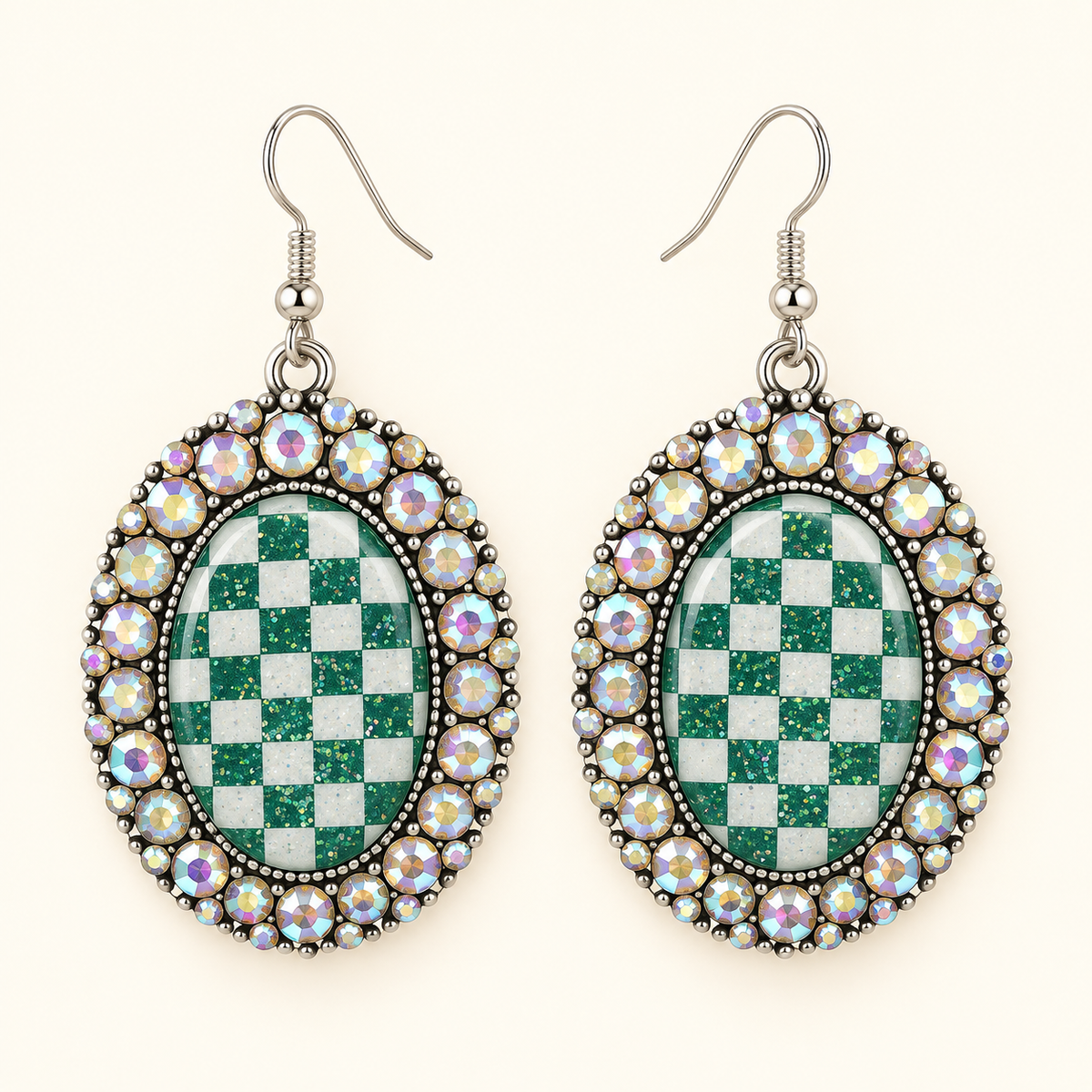 Emerald Rodeo Checkered Earrings