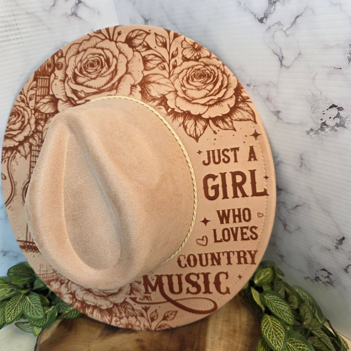 Country Music Lover, Engraved Western Wide Brim Hat
