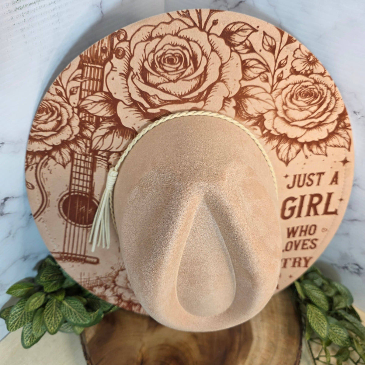 Country Music Lover, Engraved Western Wide Brim Hat